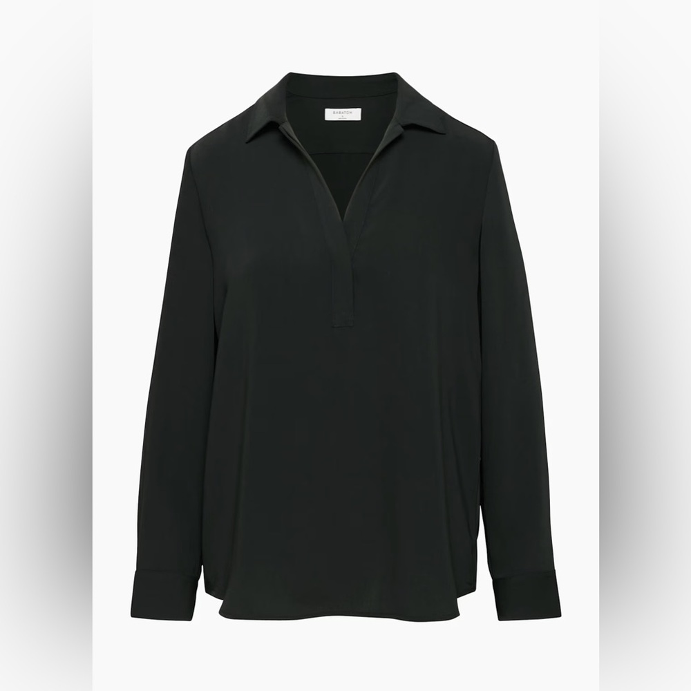 Babaton Black Relaxed Buttoned Blouse
